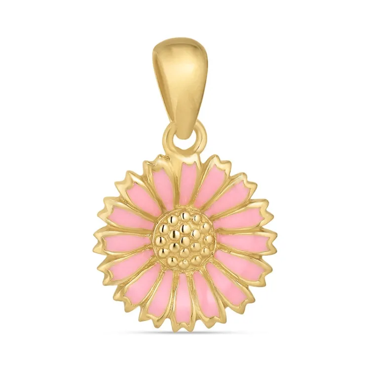 14,5 mm Marguerite pink Anhänger aus vergoldetem Sterlingsilber - Marie