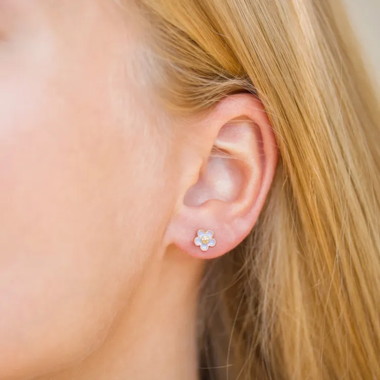 6 mm Marguerite violettem Ohrstecker in vergoldetem Sterlingsilber - Majse