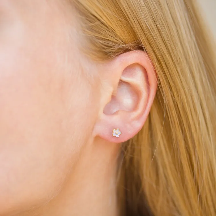 5 mm Marguerite violettem Ohrstecker in vergoldetem Silber - Majse