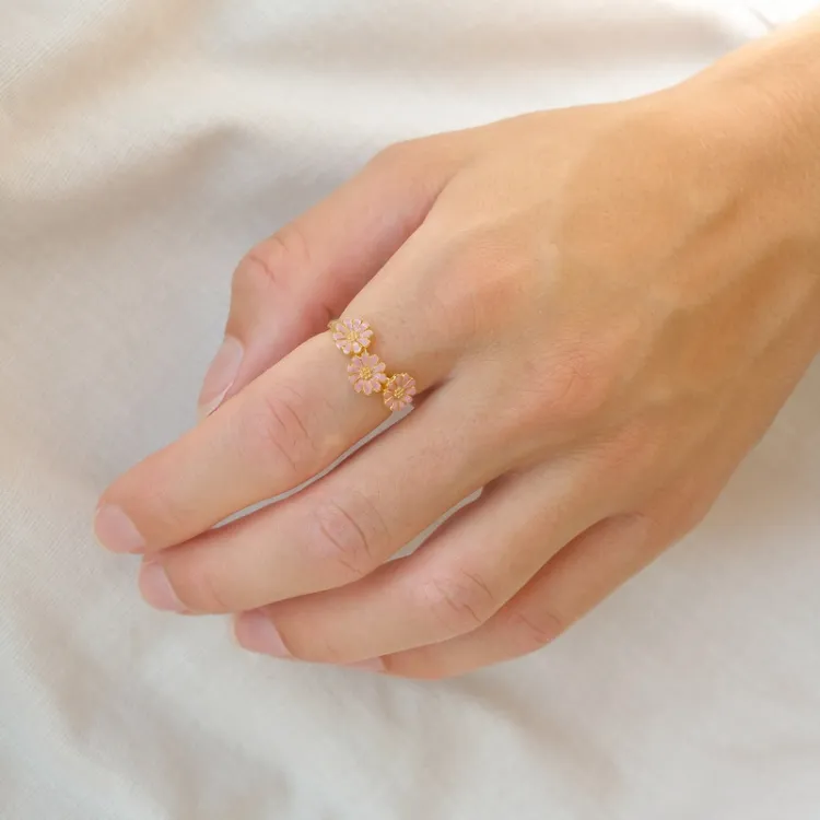 Marguerite rosa Ring aus vergoldetem Sterlingsilber - Maggie