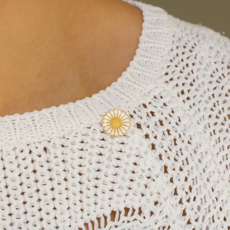 14 mm Marguerite Brosche aus vergoldetem Sterlingsilber - Marie