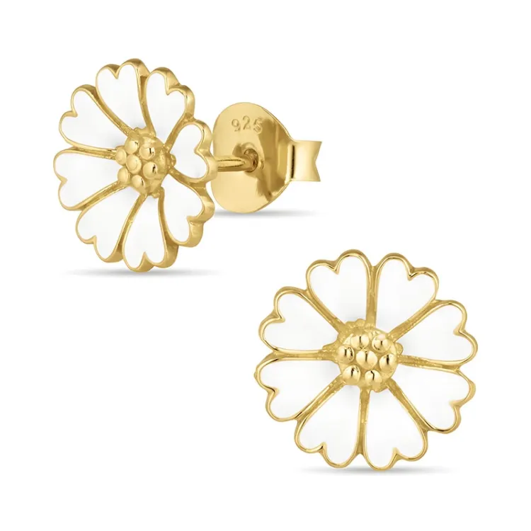 11 mm Marguerite Ohrstecker in vergoldetem Silber - Magda