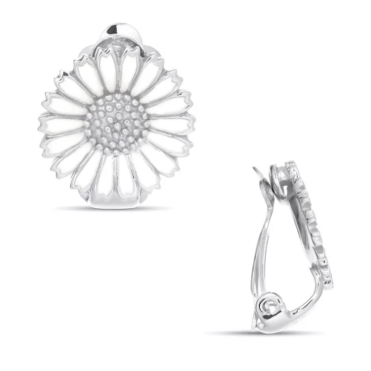 13,5 mm Marguerite Ohrclips in Silber - Marie