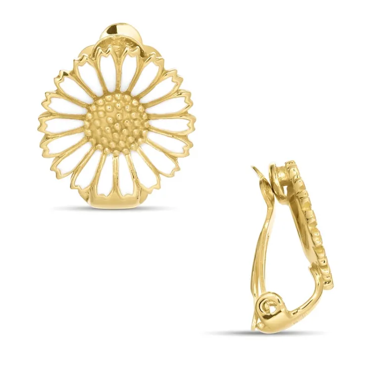 13,5 mm Marguerite Ohrclips in vergoldetem Silber - Marie