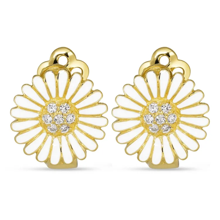 14 mm Marguerite Ohrringe in vergoldetem Silber - Matilda