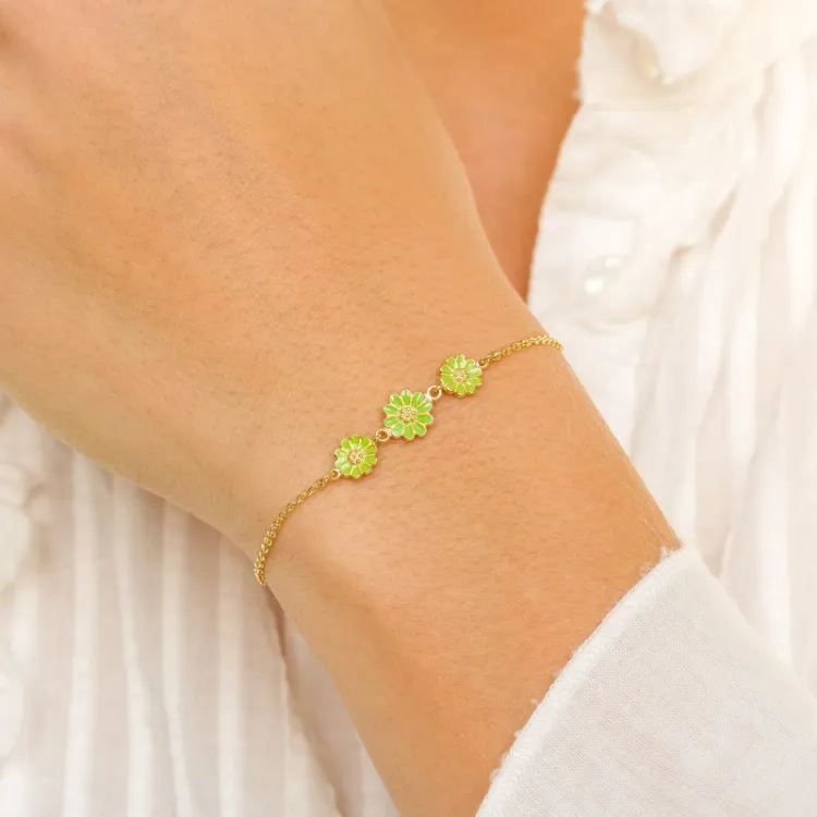Marguerite hellgrünem Armband aus vergoldetem Sterlingsilber - Maggie