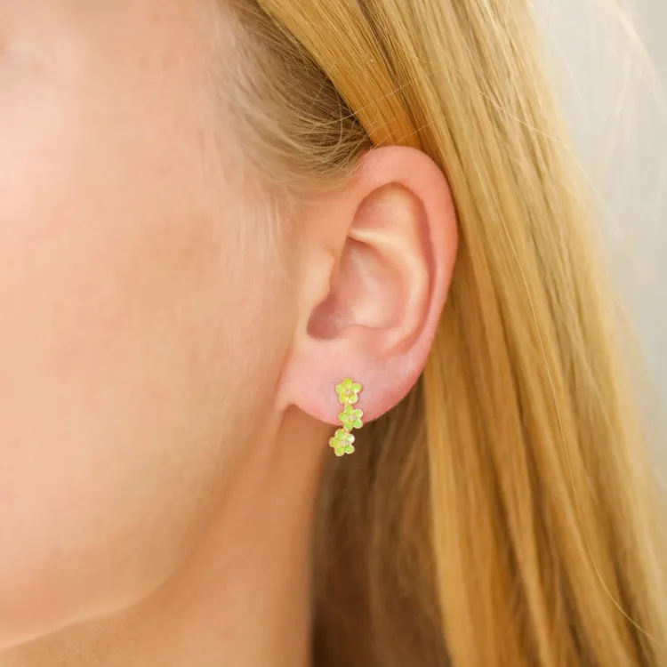 Marguerite hellgrünem Ohrstecker in vergoldetem Sterlingsilber - Majse