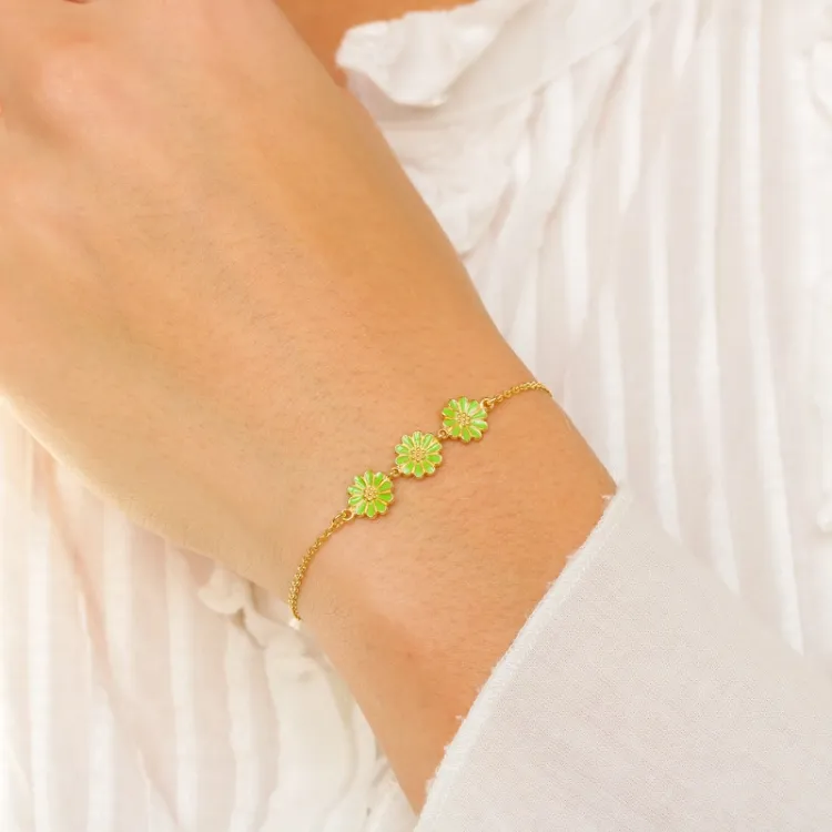 Marguerite hellgrünem Armband aus vergoldetem Sterlingsilber - Maggie