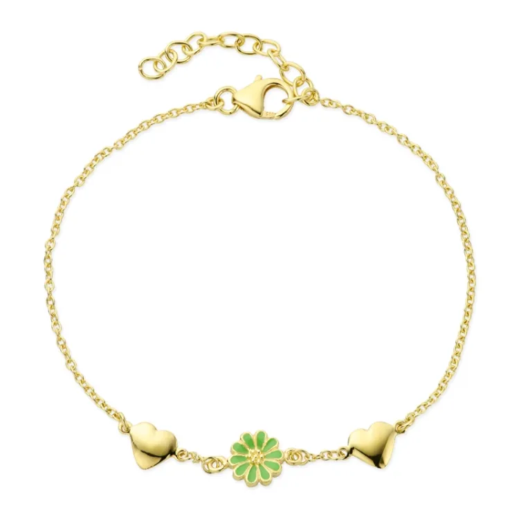 Herz Marguerite hellgrünem Armband aus vergoldetem Sterlingsilber - Maggie