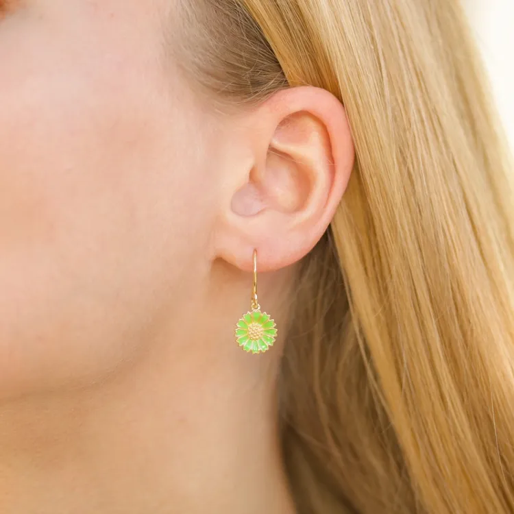11,5 mm Marguerite hellgrünem Ohrringe in vergoldetem Sterlingsilber - Marie
