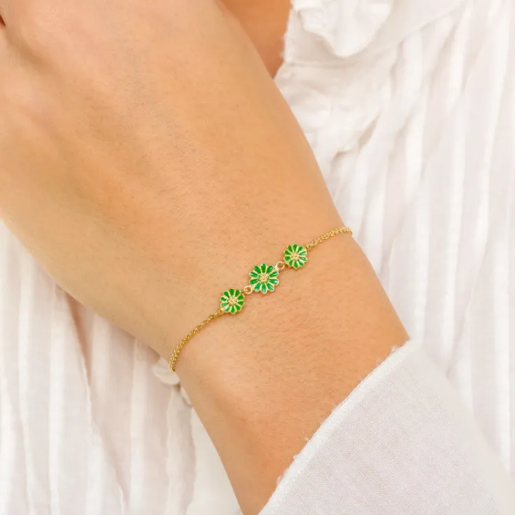 Marguerite dunkelgrünem Armband aus vergoldetem Sterlingsilber - Maggie