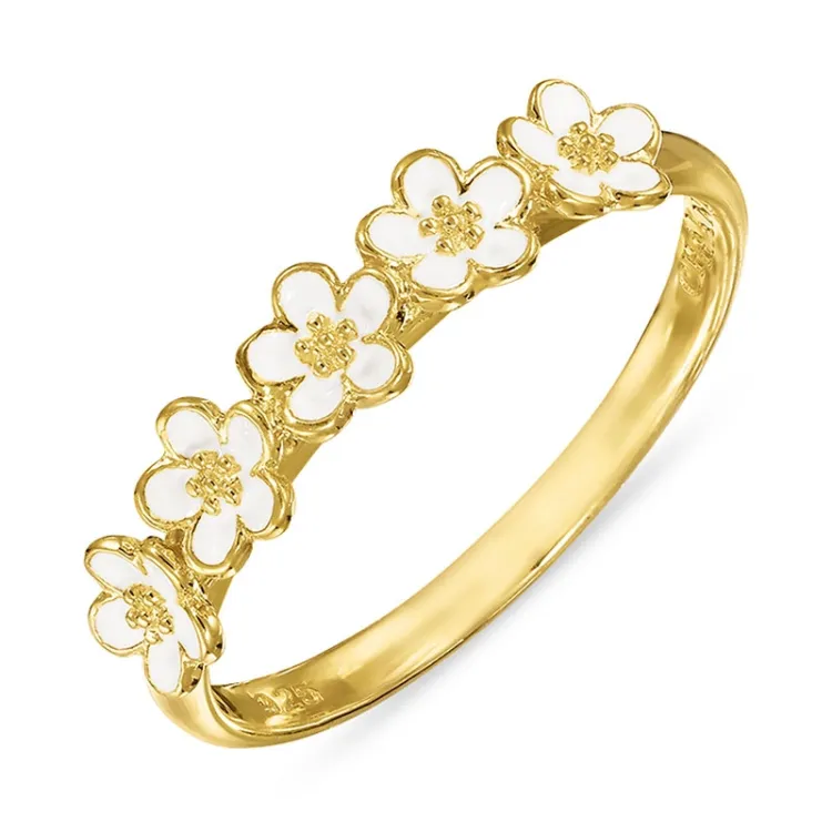Marguerite weißem Ring aus vergoldetem Sterlingsilber - Majse
