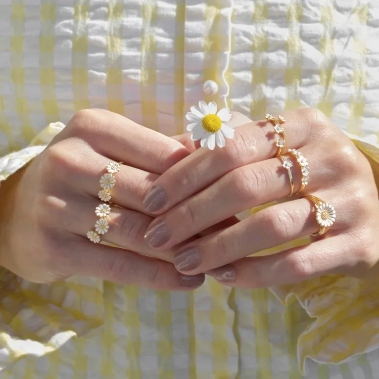 Marguerite weißem Ring aus vergoldetem Sterlingsilber - Majse