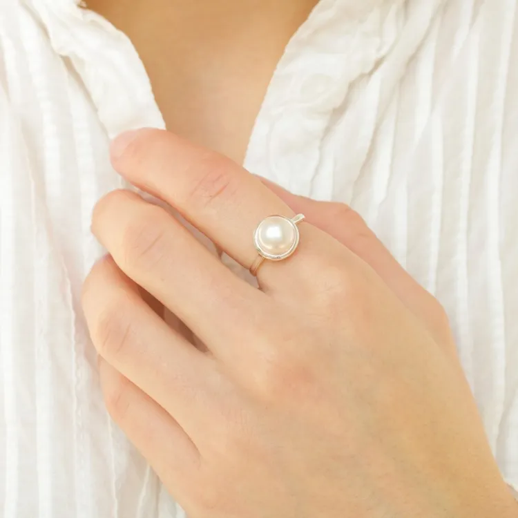 Perle Ring aus Silber