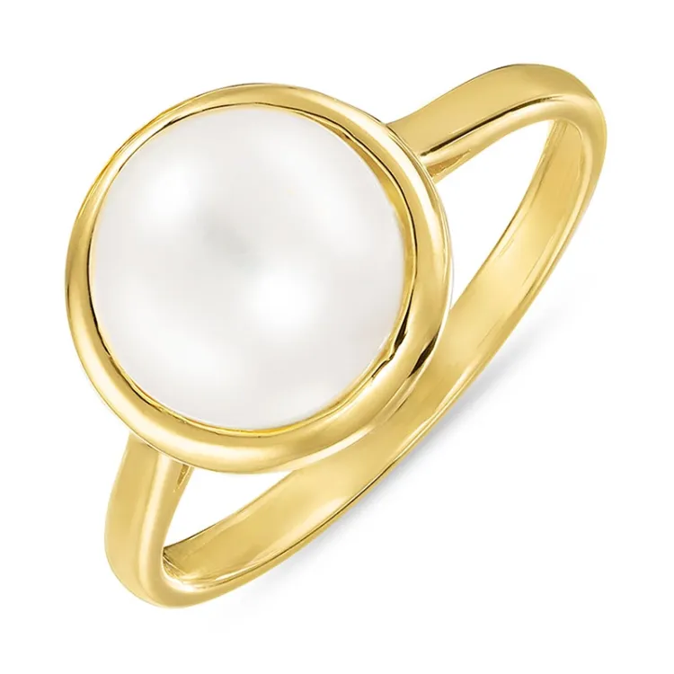 Perle Ring aus vergoldetem Sterlingsilber