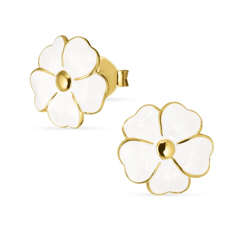 12 mm Blumen Ohrstecker in vergoldetem Silber