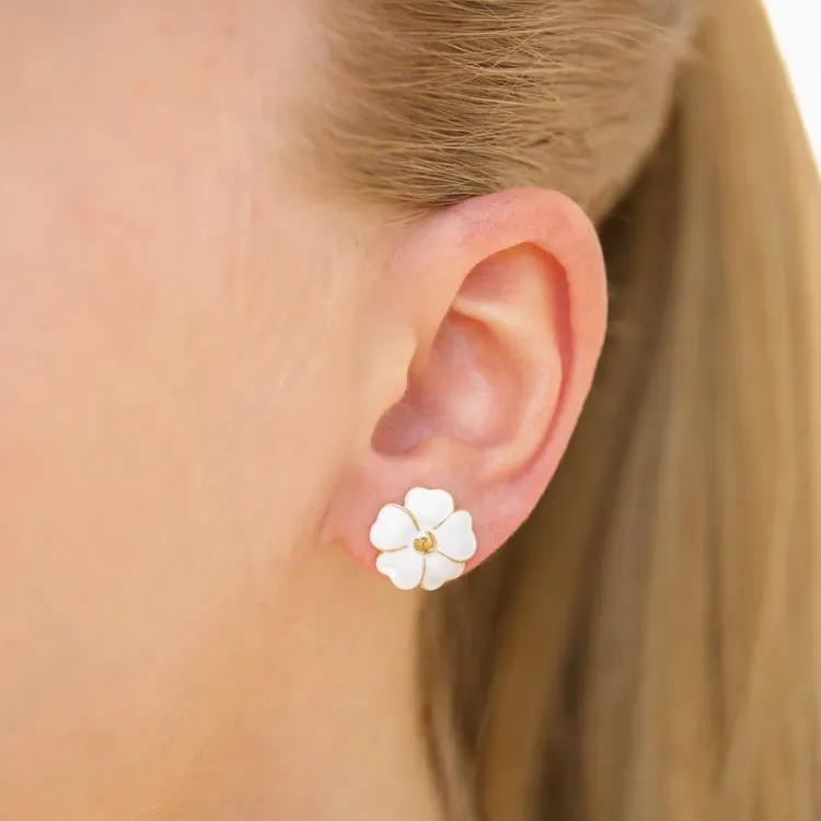 12 mm Blumen Ohrstecker in vergoldetem Silber
