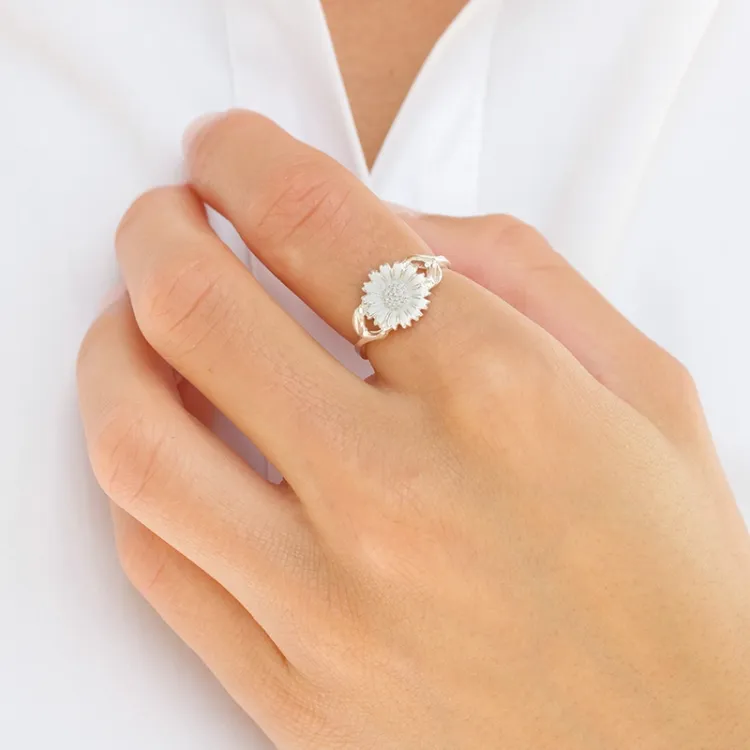 10 mm Marguerite Ring aus Silber - Marie