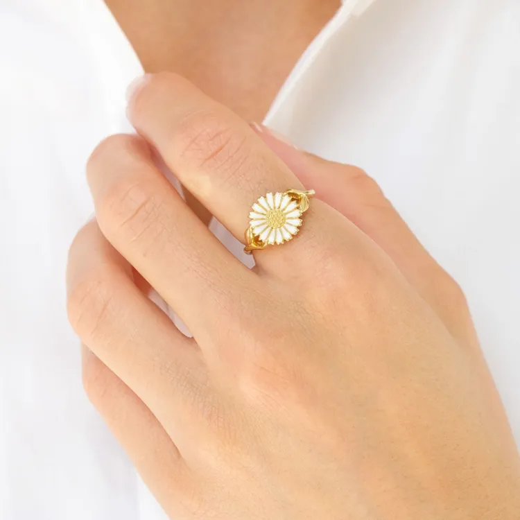11 mm Marguerite Ring aus vergoldetem Sterlingsilber - Marie