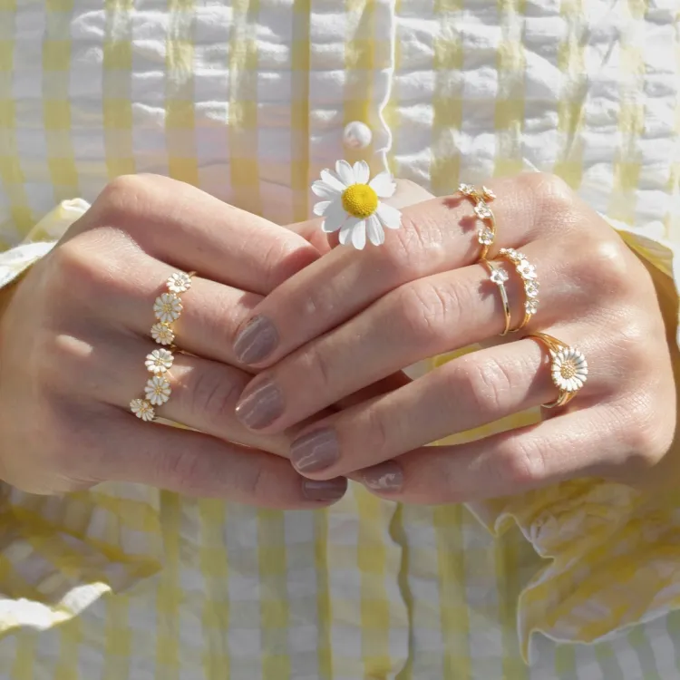 10 mm Marguerite Ring aus vergoldetem Sterlingsilber - Marie