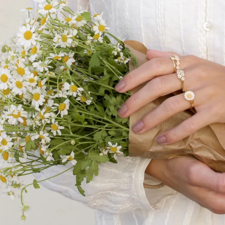 10 mm Marguerite Ring aus vergoldetem Sterlingsilber - Marie