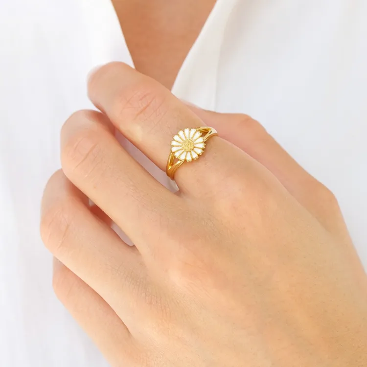 10 mm Marguerite Ring aus vergoldetem Sterlingsilber - Marie