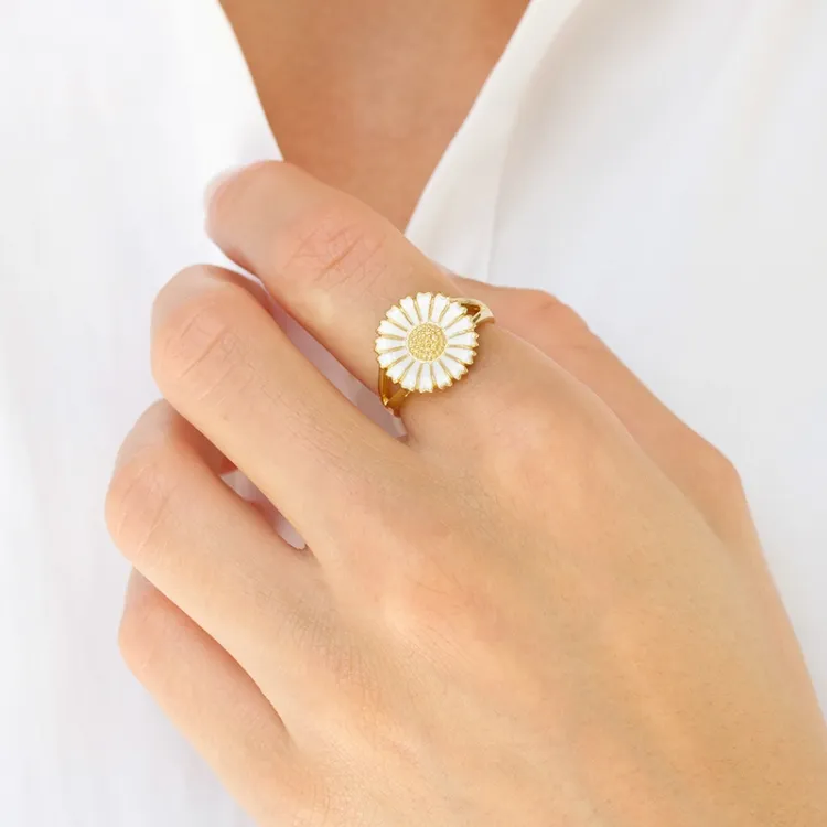14 mm Marguerite Ring aus vergoldetem Sterlingsilber - Marie
