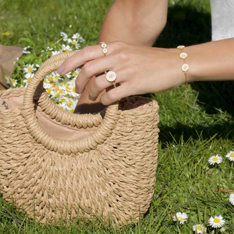 14 mm Marguerite Ring aus vergoldetem Sterlingsilber - Marie