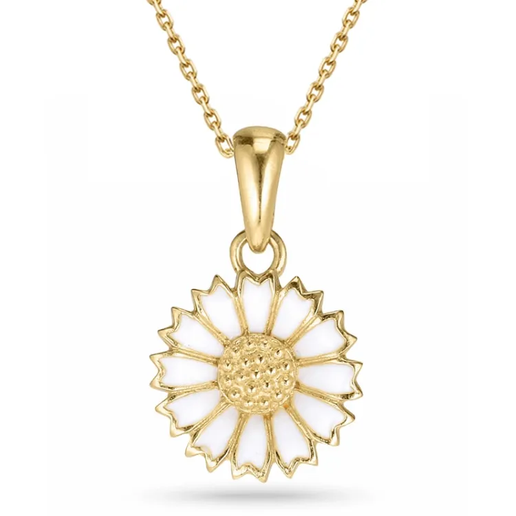 11 mm Marguerite Halskette mit Anhänger aus vergoldetem Sterlingsilber - Marie