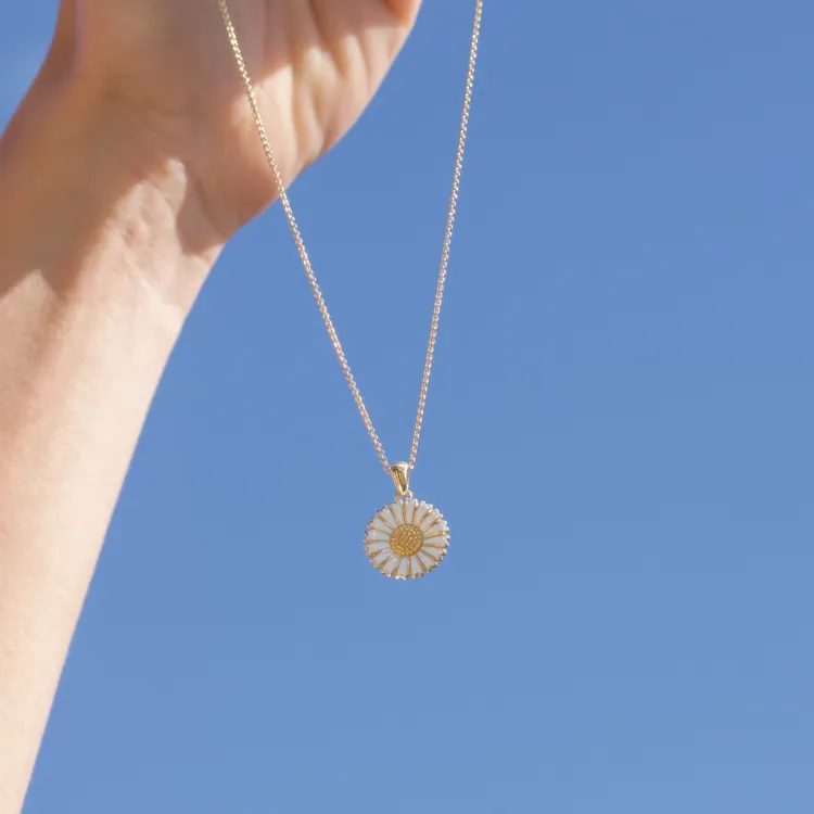 15 mm Marguerite Halskette mit Anhänger aus vergoldetem Sterlingsilber - Marie