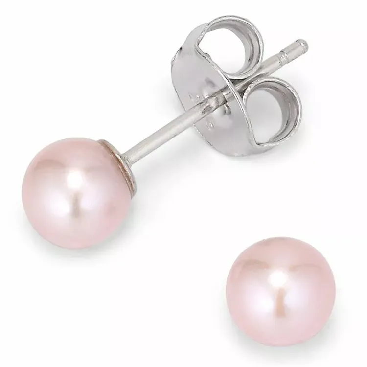 5-5,5 mm aa-graded pink perleohrstecker in silber