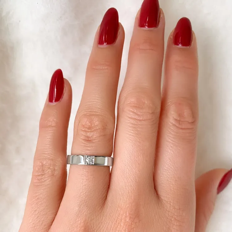 Diamant Memoirering in 14 Karat Weißgold 1 x 0,07 ct