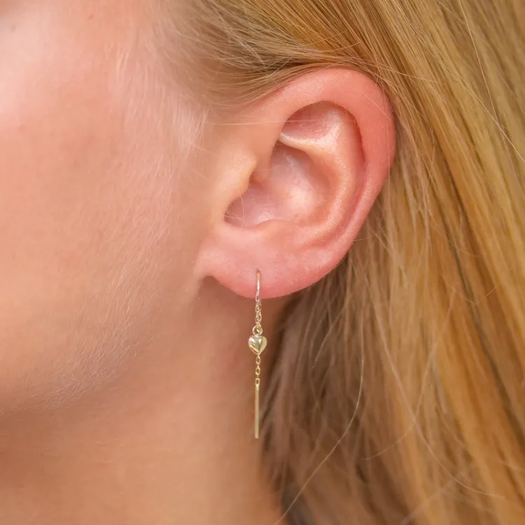 lange Herz ketten ohrringe in 8 Karat Gold - Gold Collection