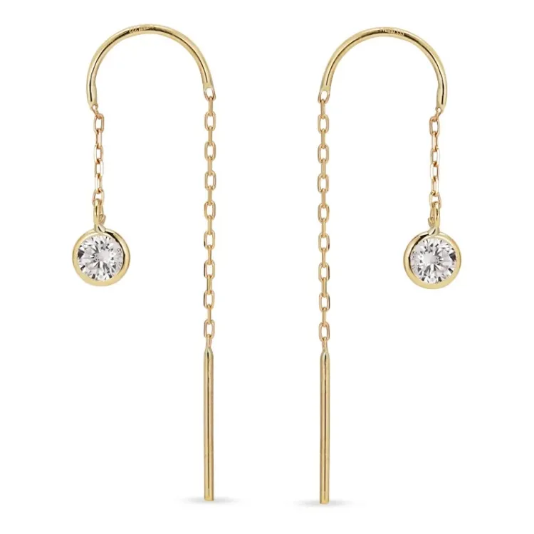 lange Zirkon ketten ohrringe in 8 Karat Gold - Gold Collection