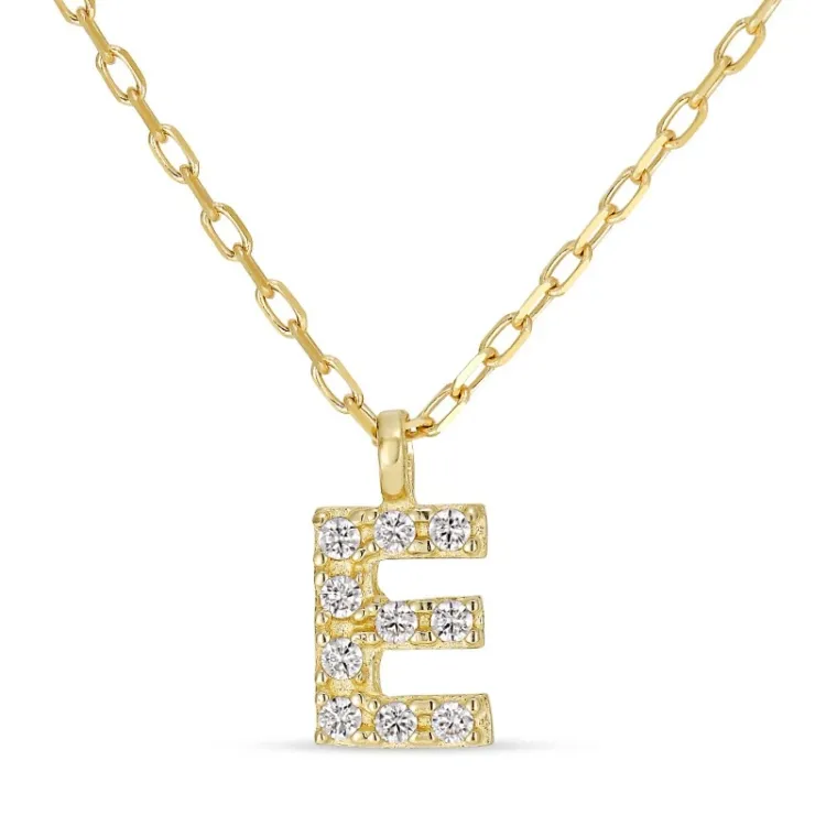 buchstab e Zirkon Halskette mit Anhänger aus 8 Karat Gold - My Letter
