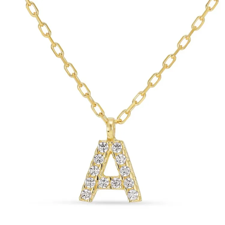 buchstab a Zirkon Halskette mit Anhänger aus 8 Karat Gold - My Letter