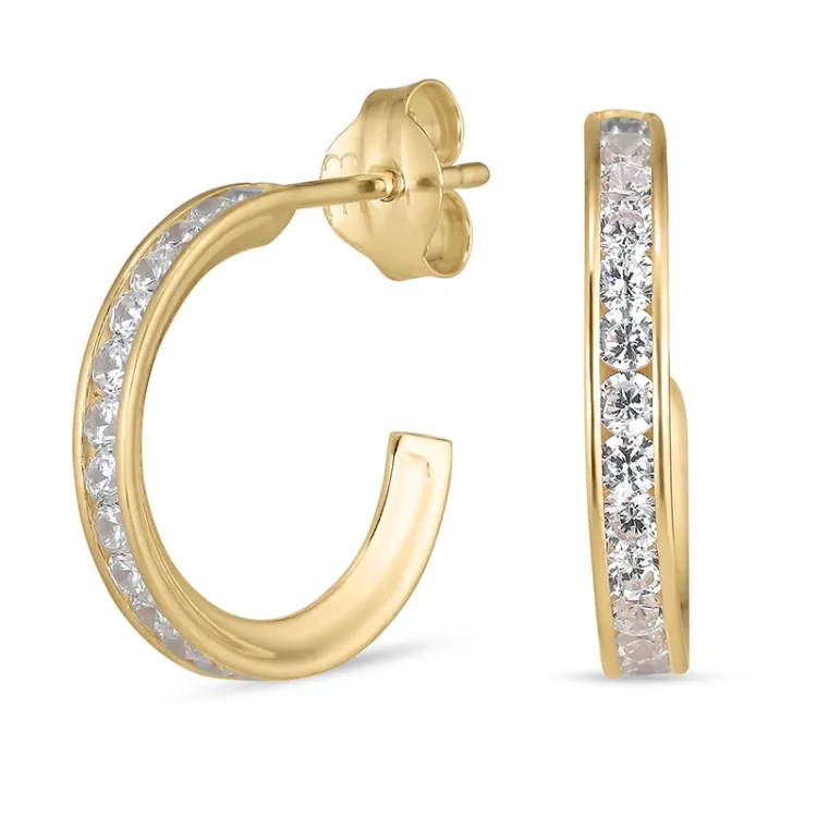 13 mm Halbkreolen in 8 Karat Gold mit Zirkon - Gold Collection
