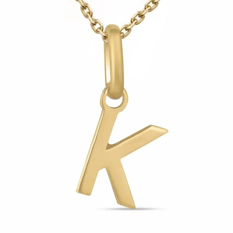 buchstab k Halskette aus vergoldetem Sterlingsilber und Anhänger aus 8 Karat Gold - My Letter