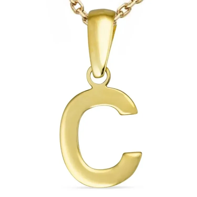 buchstab c Halskette aus vergoldetem Sterlingsilber und Anhänger aus 8 Karat Gold - My Letter