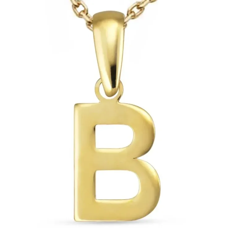 buchstab b Halskette aus vergoldetem Sterlingsilber und Anhänger aus 8 Karat Gold - My Letter