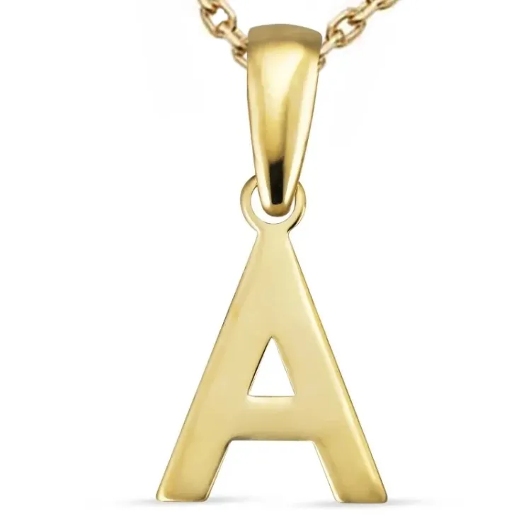 buchstab a Halskette aus vergoldetem Sterlingsilber und Anhänger aus 8 Karat Gold - My Letter