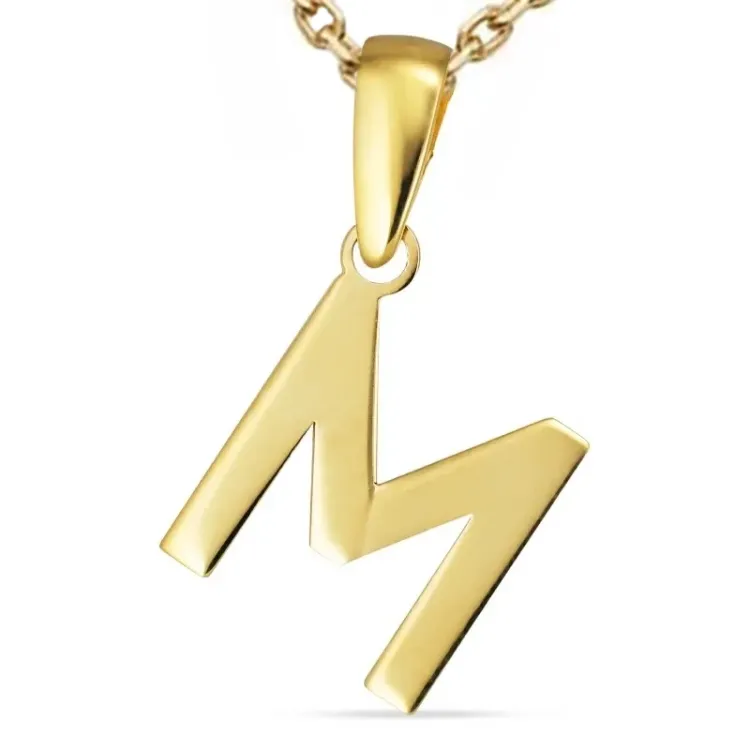 buchstab m Halskette aus vergoldetem Sterlingsilber und Anhänger aus 8 Karat Gold - My Letter