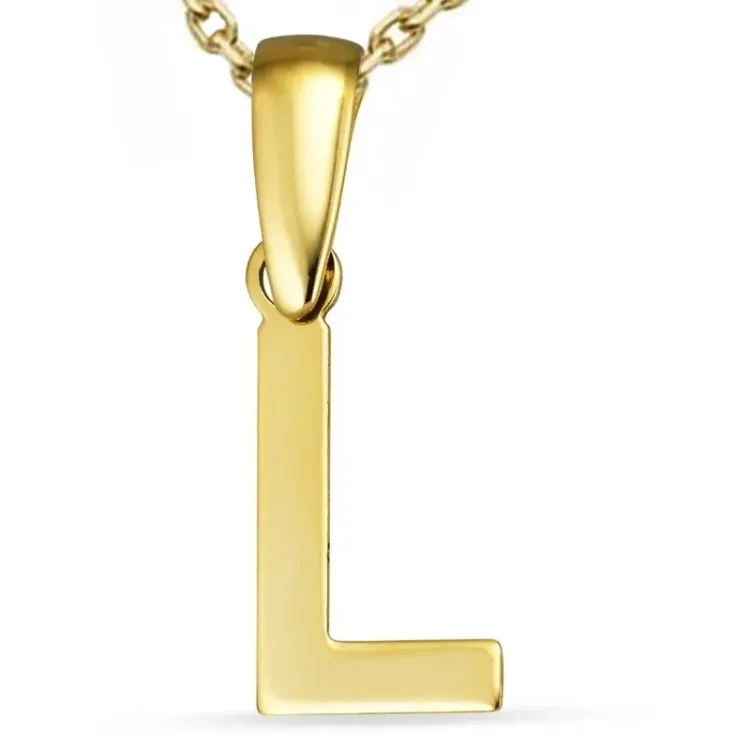 buchstab l Halskette aus vergoldetem Sterlingsilber und Anhänger aus 8 Karat Gold - My Letter
