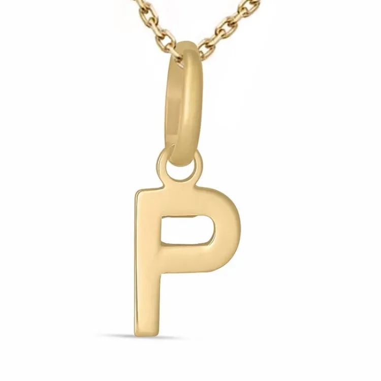 buchstab p Halskette aus vergoldetem Sterlingsilber und Anhänger aus 8 Karat Gold - My Letter