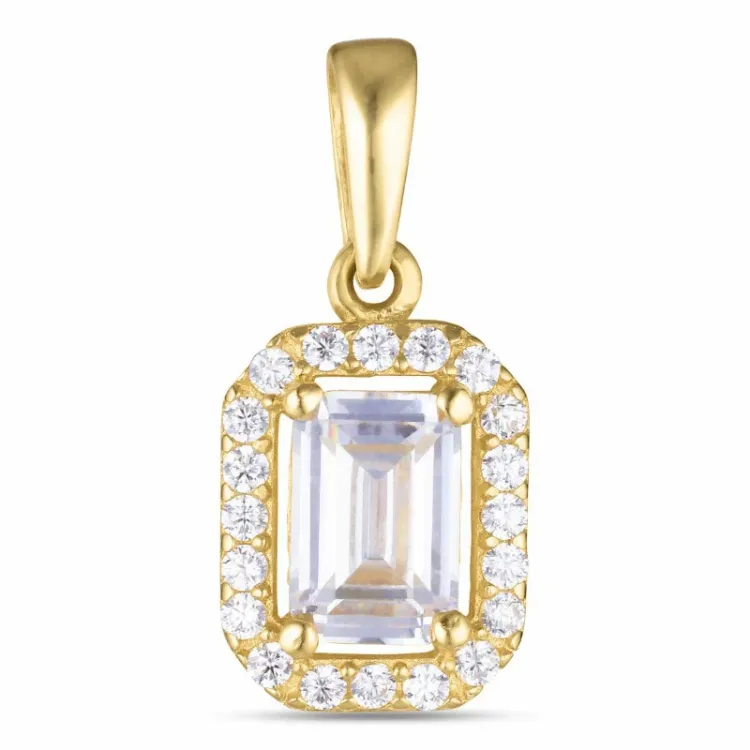 viereckigem Zirkon Anhänger aus 9 Karat Gold - Gold Collection