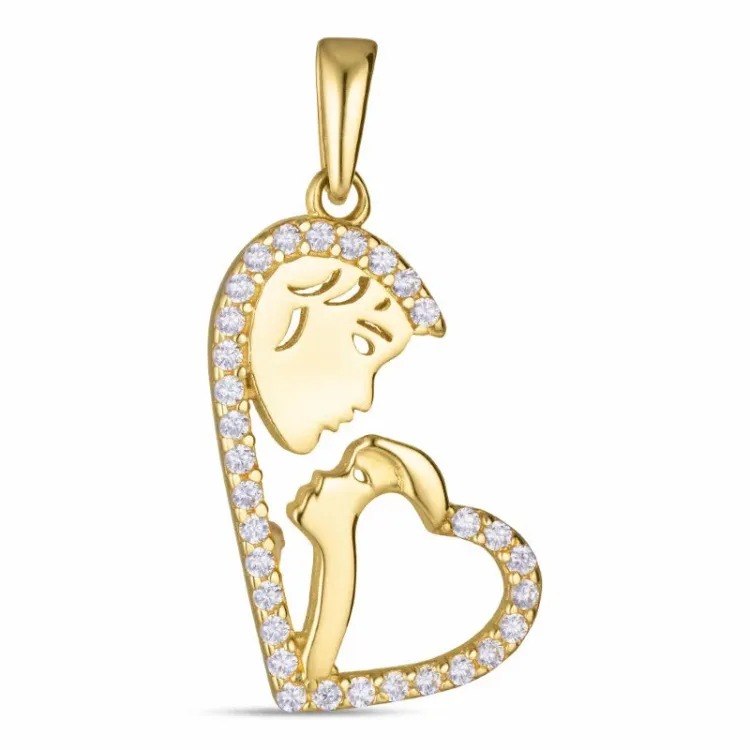 Herz Mutter und Kind Anhänger aus 9 Karat Gold
