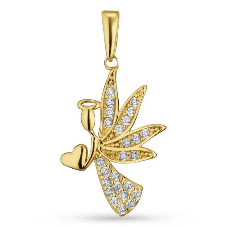 Engel Zirkon Anhänger aus 9 Karat Gold - Gold Collection