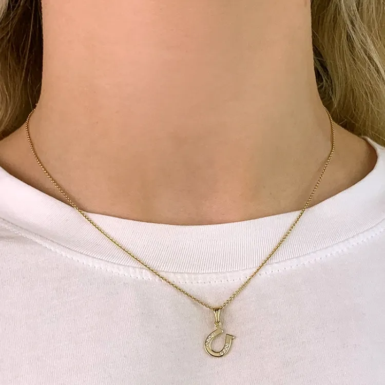 Hufeisen Zirkon Anhänger aus 9 Karat Gold - Gold Collection