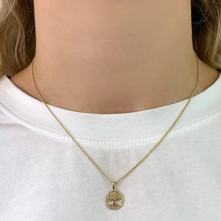 12 mm Lebensbaum Anhänger aus 8 Karat Gold - Gold Collection