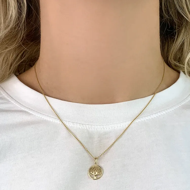 12 mm Lebensbaum Anhänger aus 8 Karat Gold - Gold Collection